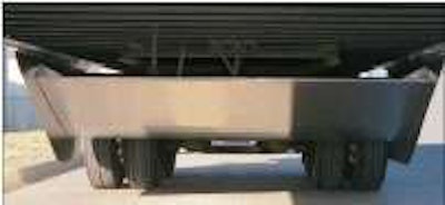 The AirWedge is designed to force air under the trailer axles and out the back closer to the road. Photo courtesy of Airman Inc.