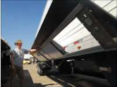Greg Decker can flip up the panels of the Windyne Flex Fairings to access the underside of his trailer.