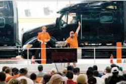 A Ritchie Bros. representative takes a bid during an auction in Fort Worth, Texas.