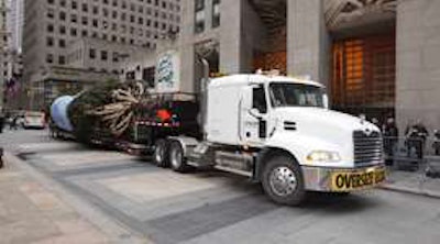 Christmas tree bound for Rockefeller Center in New York. (Photo Mack Trucks)