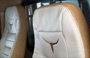 The Pinnacle Rawhide's skull and horns logo is embroidered into both seat backs.