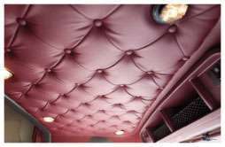 Pinnacle Rawhide’s cab headliner is the only one made by Mack that features button-tucked Ultraleather.