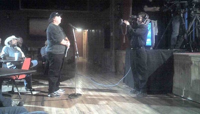 Allen Smith, during the taping of a Dan Rather Reports trucking-driver-training roundtable in 2009