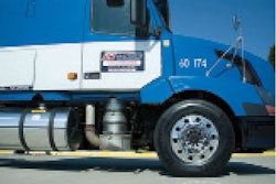The compact Volvo and Mack DPF fits comfortably behind the step on the passenger side door.