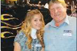 Robert Snyder and his daughter, Savannah, stand next to the Volvo VNL 670 he won through Arrow Truck Sales’ Back On The Road competition.