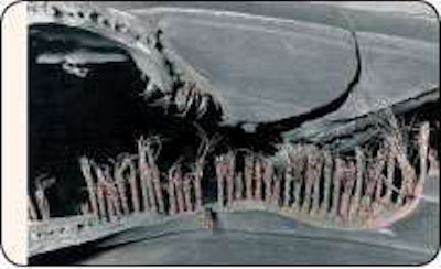 Failure to seal the inner liner after the tire is punctured will allow moisture to penetrate the casing and rust the steel cords, which causes them to fatigue and break after mileage is accumulated.