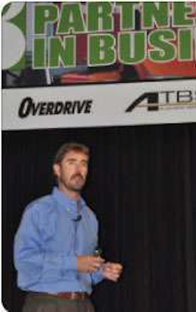 Todd Amen of ATBS, the financial services firm that produces Partners in Business with Overdrive, leads a workshop last year in Dallas for prospective and existing owner-operators.