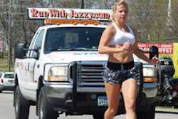 'Jazzy' Jordan running 3,000 miles to raise awareness of truckers' health carfe issues. (Photo Todd Dills)
