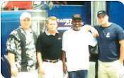 Boudreaux, Raider’s first owner-operator, stands with Mike Eggleton, center, and his sons, Dan, left, and Michael Jr., right.