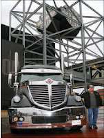 Chris Hawker bought the second LoneStar Harley-Davidson Special Edition tractor, shown here at the Harley-Davidson plant in Milwaukee.