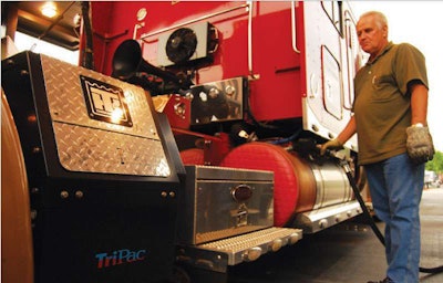 Billy Sams was able to cash in on hefty rebates from a Tennessee program that covered almost half the cost of this and three other TriPac auxiliary power units now part of his small fleet.