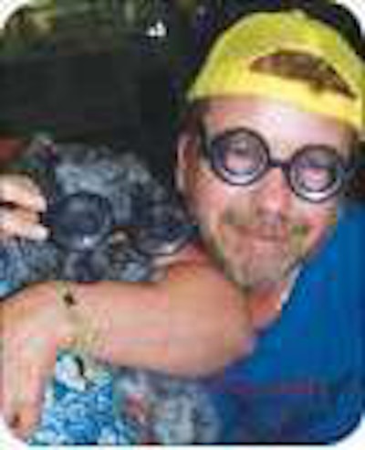 “I had this guy contact me recently who’s wanting Bobby Boofay to come down to Australia for a charity show in November or December – turns out, everybody down under really likes old Bobby… I can talk about him as a person, just for the main reason that, when I put that hat on and turn it around with the glasses, I am Bobby.” — James McCarter, about his satirical truck-driving alter ego of Bobby Boofay (pictured with his dog, Rocky Boofay)