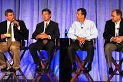 Future technology panelists were, from left, Jack Roberts, truck equipment editor for CCJ, Overdrive and Truckers News, Jeff Jones of Cummins, Craig Bennett of Utility Trailer and Ben Smith of Freightliner.