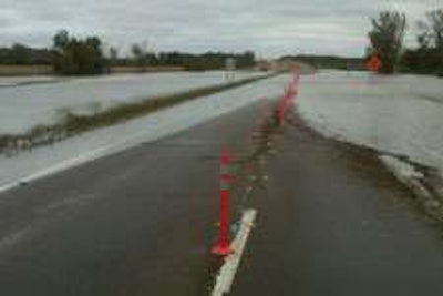 I-35 under water in Minnesota. (Courtesy of Mark Panek of Minnesota Department of Transportation)