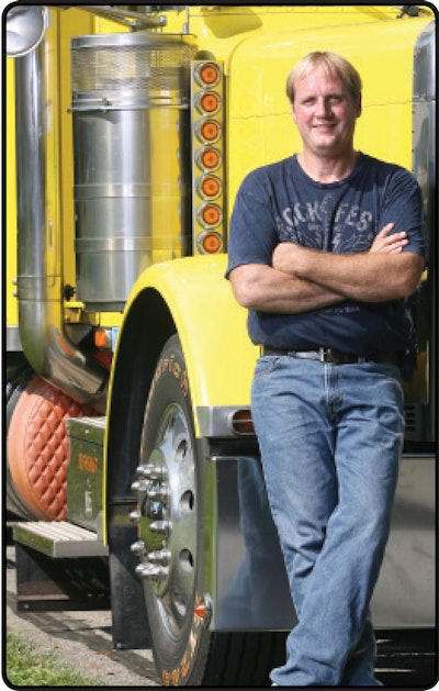 Brad Conn left his family farm in Iowa to start driving when he was 21. Today, he drives his 2003 Peterbilt 379 on a dedicated run and helps his wife manage a gift shop the couple owns.