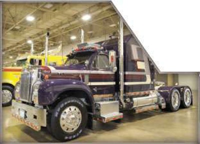 Andy Zary’s 1959 Mack B-61 took Best of Show Limited Mileage Bobtail honors. The truck features a custom bunk, unique paint color made by a friend, modified engine with more than 488 hp and custom interior.