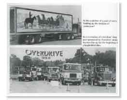 In its May 1977 story on the making of “Smokey,” Overdrive noted that Director Hal Needham filmed the opening race at Atlanta’s Lakewood Speedway. This 1974 Kenworth W900A (top) is one of three used in the 1977 film. The trailer with the horse mural was made by Hobbs Trailers in Texas.