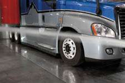 Aerodynamic testing shows optimized airflow over the Cascadia’s new side fairings.