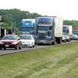 Heavy traffic volumn on northbound I-81 south of Salem Virginia