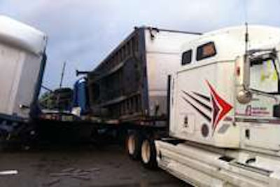 Trailers were thrown about during a tornado that struck Boyd Bros. Transportation in Birmingham, Ala. (Courtesy of Boyd Bros.)