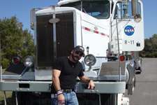 American Trucker host Robb Mariani and one of NASA's Peterbilts.