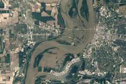 Mississippi River flooding at Memphis, Tenn., on May 10. (Photo NASA Earth Observatory)