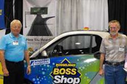 Bosselman Companies Chairman Chuck Bosselman, left, presents Smart Car to Everly Woodrow.