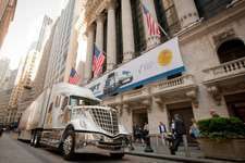 Swift truck outside NYSE in New York.