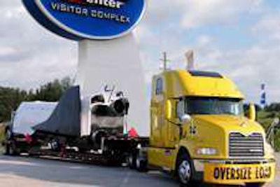 A Mack truck recently delivered the Space Shuttle Blake, a mobile classroom used to teach students about space exploration.