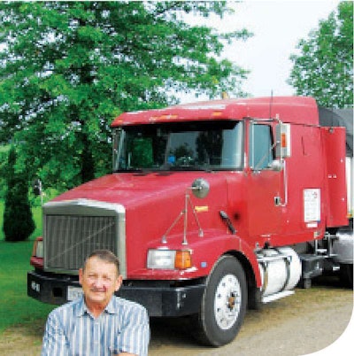 OWNER OPERATOR OF THE MONTH --Richard Channing purchased this 1989 White GMC powered by a Caterpillar 3406 in 1999. He has been driving the tractor five days a week since then.