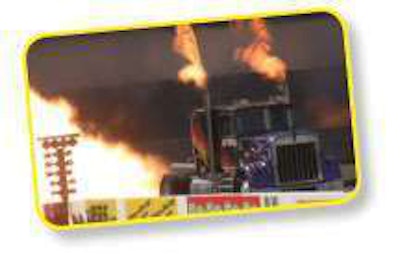 Jet-powered Pete For sights and sounds from the dragstrip — and a short clip of the jet-engine powered truck that broke glass and burned paint off of the track — visit OverdriveOnline.com and find the video player.