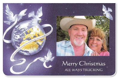 Mark Arnold and wife Terri riffed on the word always to form their company name, All Ways Trucking. The name and slogan, “Always dependable,” go on email, scans, cards and his truck.