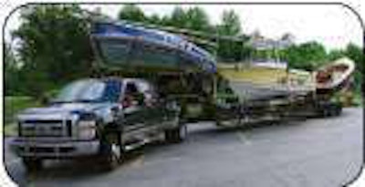 Scott Bawcom’s 2011 Ford F450 pulls a Broward trailer that was loaded with three boats, not without a good bit of problem solving involved, of course. He says you’ll see plenty of that in the Shipping Wars show.