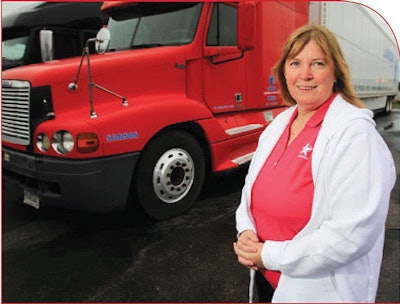 Jeanette Simpson, leased to Landstar Ranger, has driven her 1999 Freightliner Century since 2007 for dedicated, high-risk hauls that go from Texas to Canada.