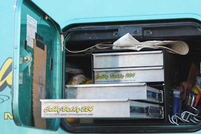The Cubby Buddy toolbox, on owner-operator Jeff Zehrer’s truck
