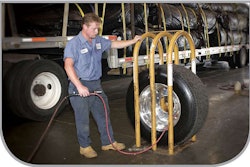A simple cage like this will absorb the deadly force created if a tire blows apart during inflation.