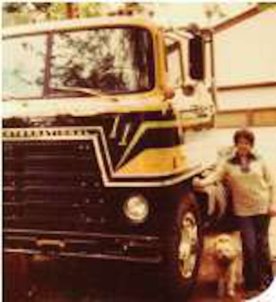 Linda Severson (with then-pet Algernon) joined her husband in business ownership in the mid-1970s with this 1972 International. She and Larry learned a hard tax lesson after a preparer advised against quarterly payments, thinking investment in the truck would offset taxes owed. The business ended up $10,000 in debt to the feds, which the young owner-operator paid off in increments. Today, Linda keeps close track of the balance sheet and uses a different preparer, Chris Meyer of Transportation Accounting Services in Roseville, Minn.