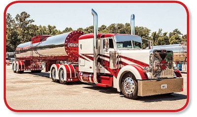 Randy Stroup’s 2005 Peterbilt 379 and matching tanker, dubbed First Gear, won Best of Show, Limited-Mileage Combo.
