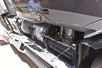 The full aerodynamic package is designed to allow for easy access to components such as the DPF system, seen here.