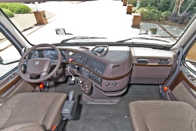 The spacious VN cab includes plenty of power outlets and standard Bluetooth connectivity.