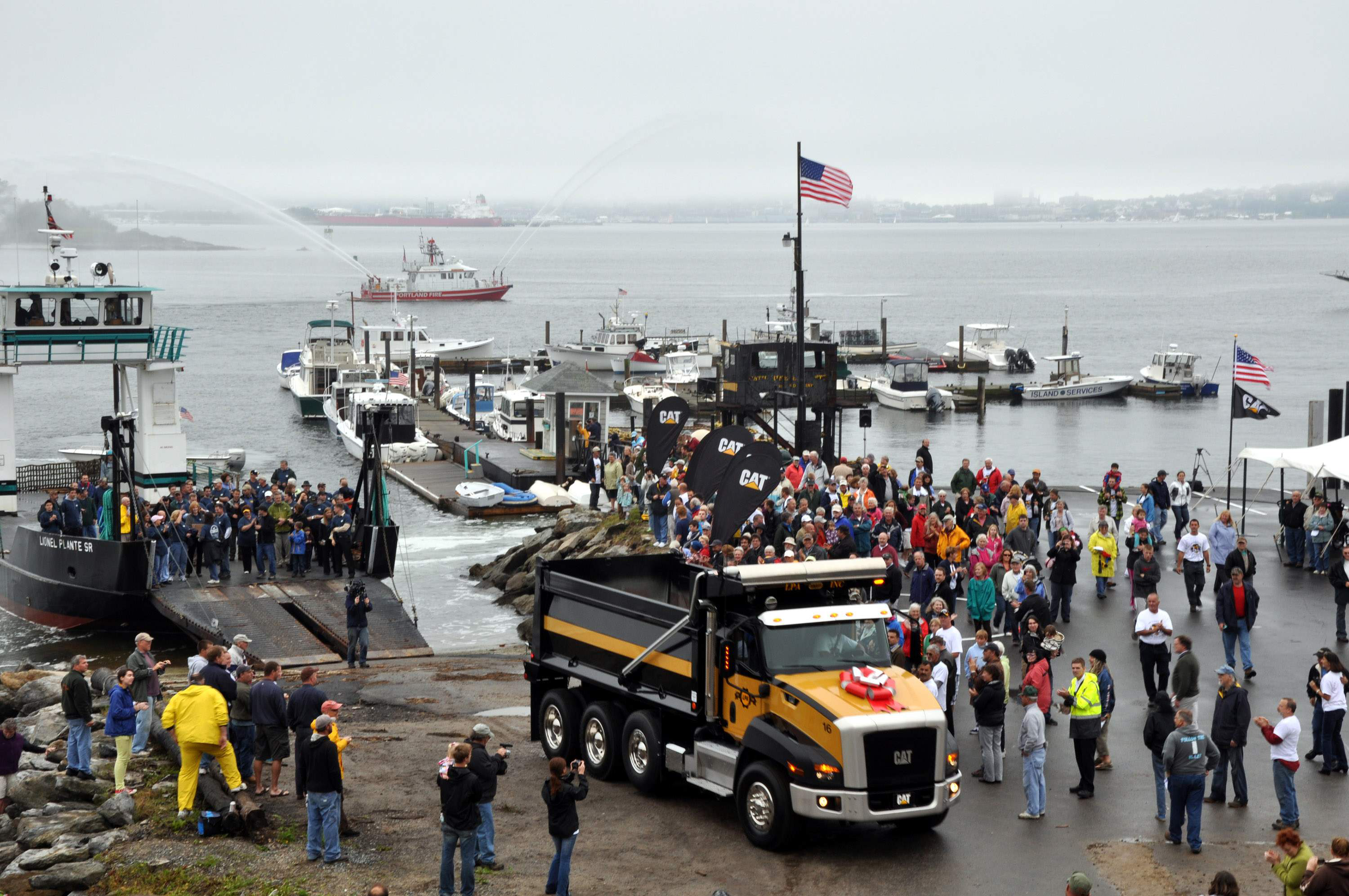 Truck Drives Ashore From Barge 396