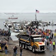 Truck Drives Ashore From Barge 396