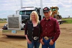 Dry Creek Express’ Jamie Stewart and Bryan Jochim, with their Peterbilt