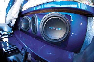 In total, 18 Image Dyanamics speakers of various sizing pump out 2,800 watts from the Pioneer head unit of a top-shelf sound system.