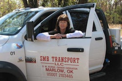 Sue Burns sought a professional image for her website by posting contact information, a brief description of her hotshot hauling service and photos of her 2011 Dodge Ram 5500 and Maxey 20-foot flat flat trailer.
