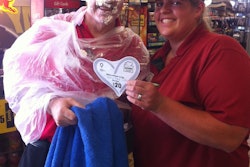 A Love’s Travel Stop in Oklahoma City ran a special fund-raising incentive that allowed any customer who bought a $20 donation heart to throw a pie in a Love’s employee’s face.
