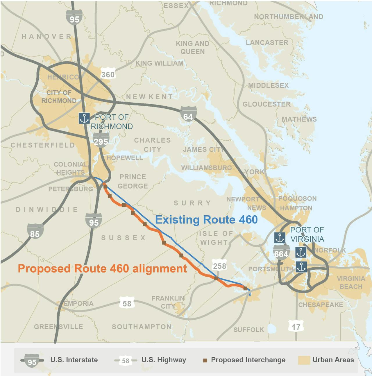 Route 460 Virginia Map Va.'s New U.s. 460 To Charge $11.72 Toll | Overdrive