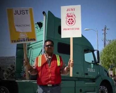 Los Angeles Teamsters truckers have been holding “practice” pickets to show their employer, the Australian-based Toll Group, they’re serious.