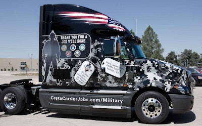 A truck out of Crete’s Patriot Fleet. Click here to read more on the carrier’s special tractors and program.