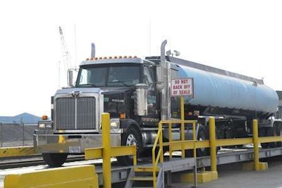 A tanker is weighed before leaving the Safety-Kleen re-refinery with finished product.